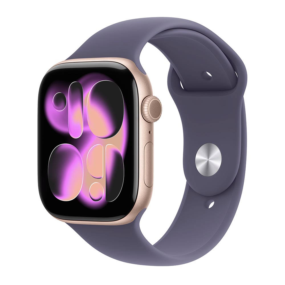Apple Watch Series 11, 42 mm, Rose Gold Aluminum Purple Fog Sport Band M/L